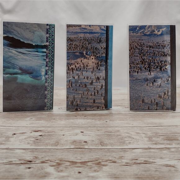 Penguin Themed Small Travel Journals with Slip Covers, Handmade Small Notebook - Picture 2 of 5